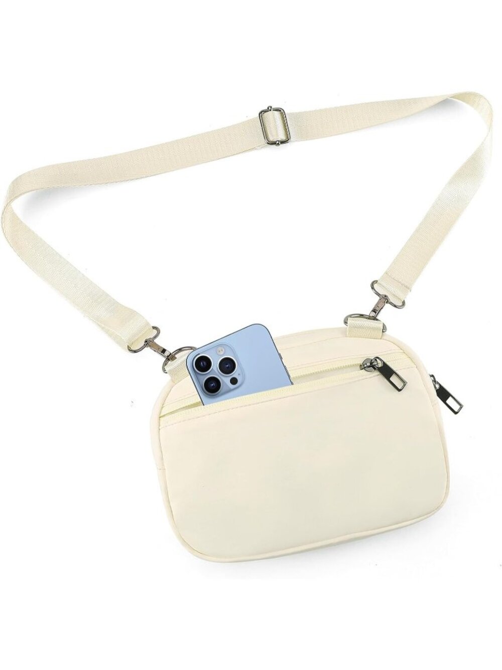 Women's Off-White Crossbody Belt Bag Fanny Pack Purse With Adjustable Strap